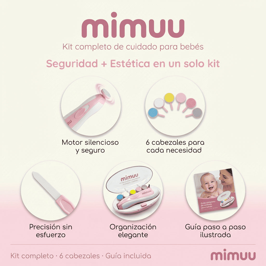 Kit Mimuu™  — Lima Eléctrica para Bebés | 6 Cabezales + Estuche